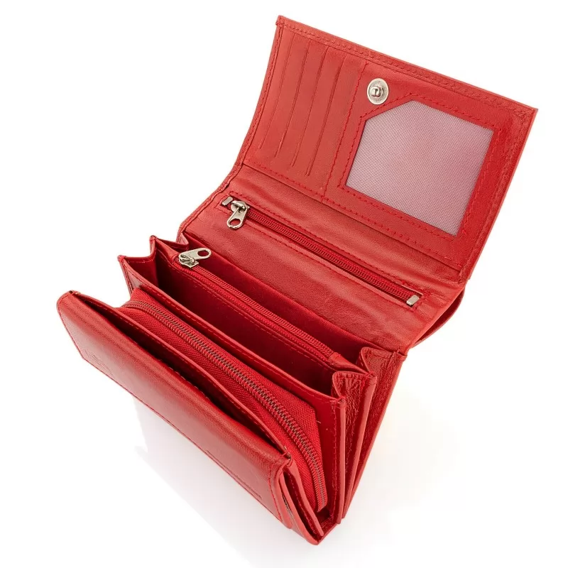 czerwony portfel damski z grawerem imienia