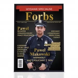 okładka magazynu ze zdjęciem dla policjanta