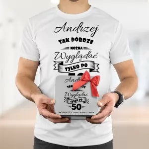 koszulka męska na urodziny w metalowej puszce z nadrukiem dedykacji