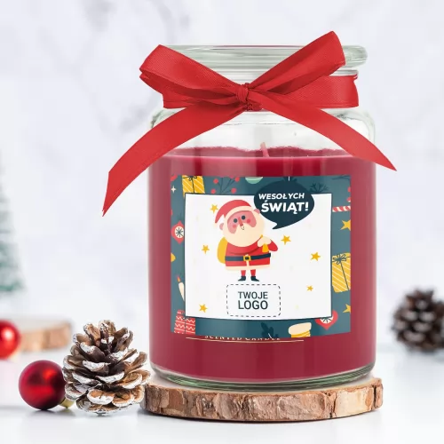 Świeca zapachowa duża z logo firmy - Świąteczne życzenia