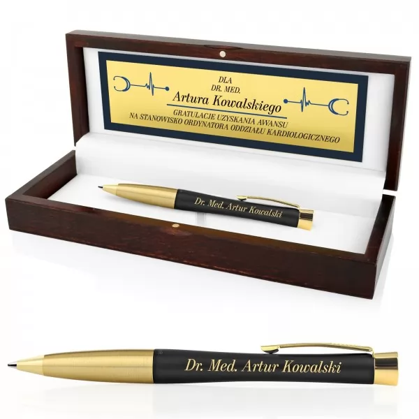 Długopis Parker w drewnianym etui z grawerem dla lekarza - Gratulacje
