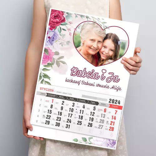 Kalendarz 2024 ze zdjęciem dla babci - Kolorowy ogród