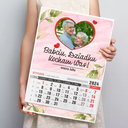 Kalendarz ścienny 2024 ze zdjęciem dla babci i dziadka - Ukochani