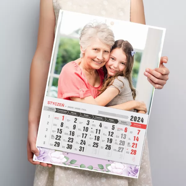 Kalendarz ścienny 2024 ze zdjęciem dla babci - Radość