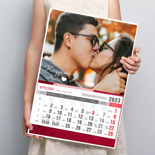 Kalendarz ścienny 2023 ze zdjęciem na walentynki - Pocałunek