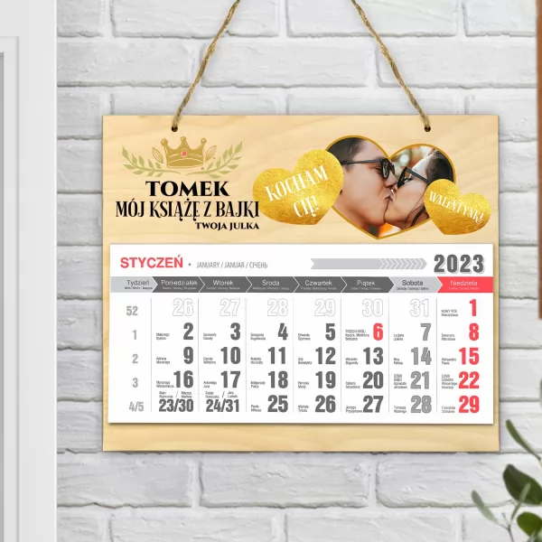 Kalendarz personalizowany 2023 ze zdjęciem na walentynki - Korona