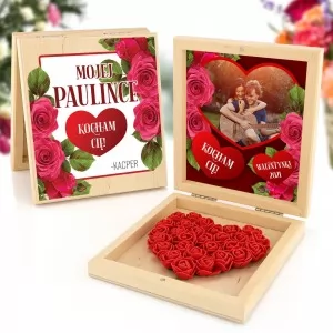 szkatułka z sercem z róż na walentynki