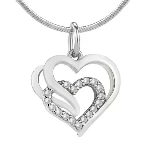 srebrny łańcuszek z zawieszką serce z cyrkoniami
