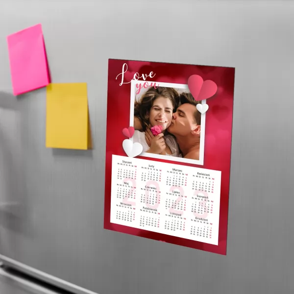 Magnes na lodówkę ze zdjęciem i kalendarz 2023 - Pocałunek