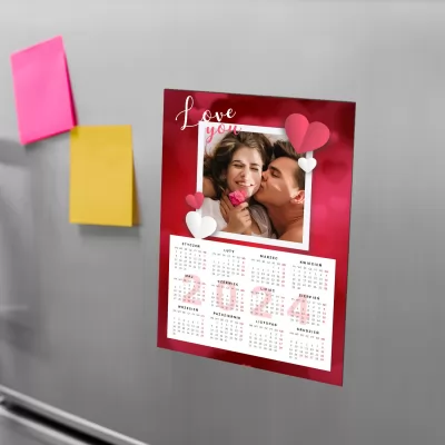 Magnes na lodówkę ze zdjęciem i kalendarz 2024 - Pocałunek