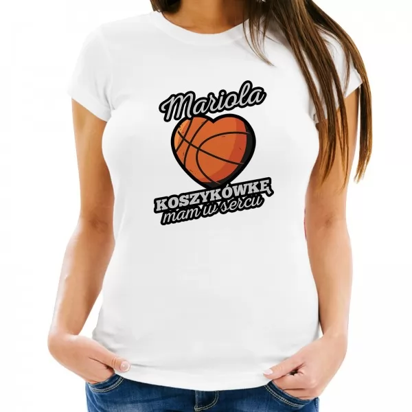 Koszulka z nadrukiem dla koszykarki - Serce do koszykówki