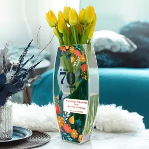 wazon szklany z nadrukiem na 70 urodziny 