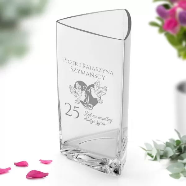 Wazon szklany z grawerem na 25 rocznicę ślubu - Wspólna droga