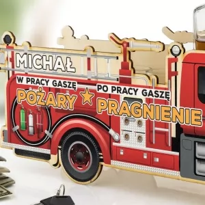 wóz strażacki karafka z kieliszkami na prezent