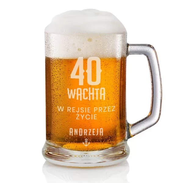 Kufel na piwo z grawerem na 40 urodziny dla żeglarza - Długi dyżur
