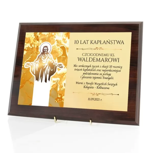 Certyfikat drewniany z nadrukiem dla księdza - Jubileusz kapłaństwa