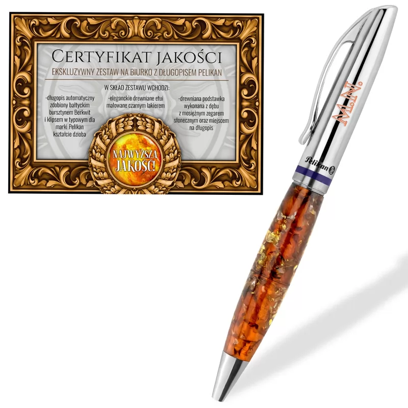 długopis Pelikan i certyfikat jakości