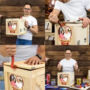 drewniany box z nadrukiem zdjęcia
