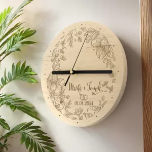 drewniany zegar dla pary