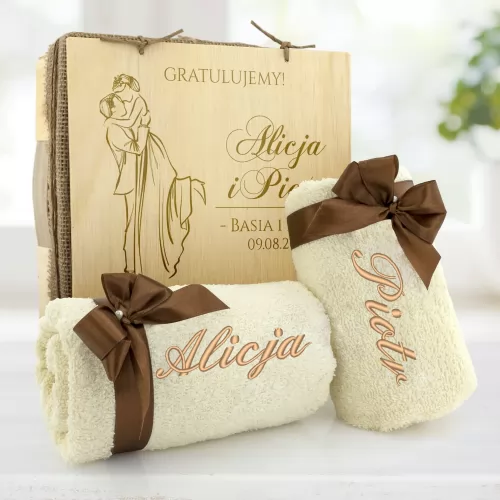 Zestaw ręczników z haftem dla pary na ślub - Wielka miłość