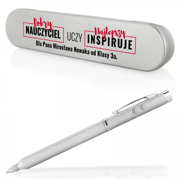 Wskaźnik laserowy z długopisem w etui dla nauczyciela - Inspiracja