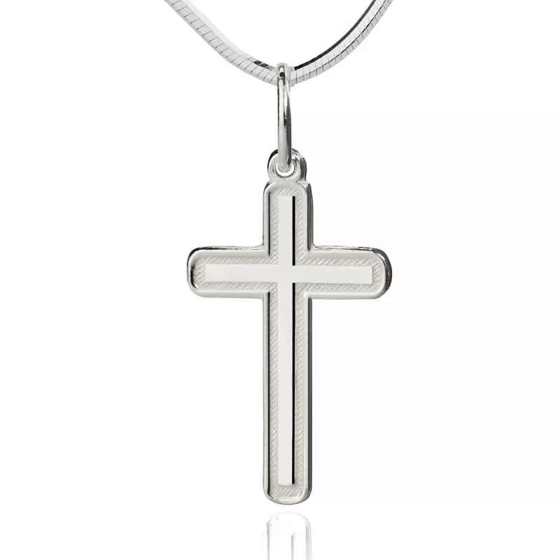srebrny krzyżyk na prezent na chrzest