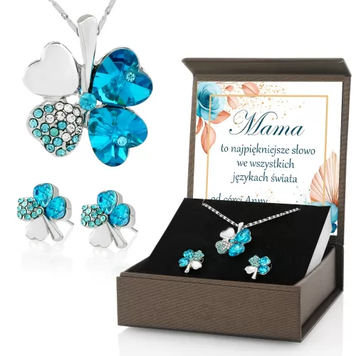 Komplet biżuterii z kryształkami dla mamy - Najpiękniejsze słowo