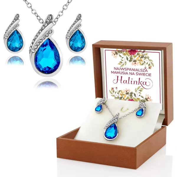 Komplet biżuterii z niebieskimi kryształami dla mamy - Najwspanialsza
