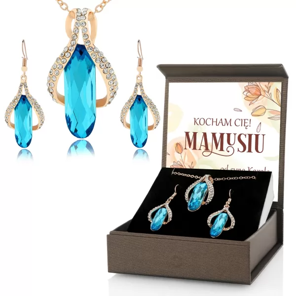 Komplet biżuterii z błękitnymi kryształami dla mamy - Sopelki