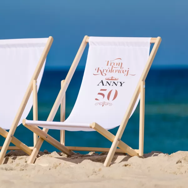Leżak plażowy z nadrukiem na 50 urodziny dla niej - Królewski tron