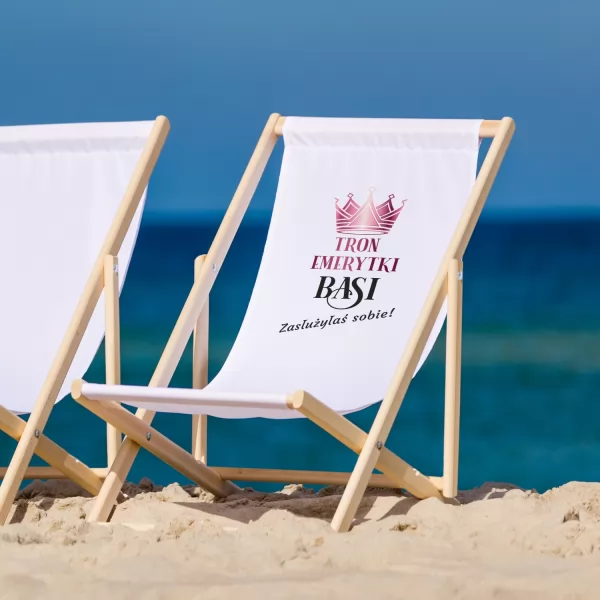Leżak plażowy z nadrukiem dla emerytki - Zasłużony odpoczynek