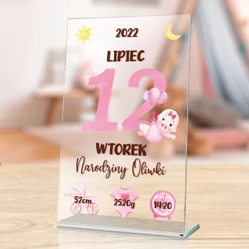 Statuetka kartka z kalendarza na urodziny dziecka - Różowa słodycz