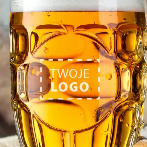 szklany kufel z grawerem logo