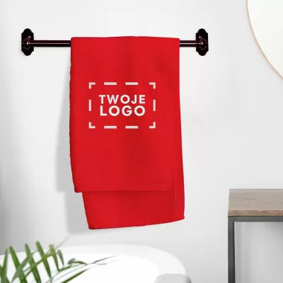 Ręcznik kąpielowy (70x140cm) czerwony z haftem logo - W objęciach