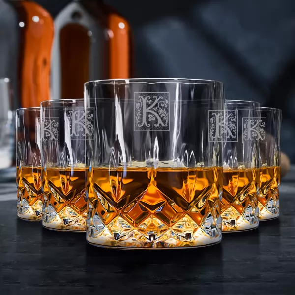 Szklanki do whisky Bohemia (6 szt.) z grawerem - Herb rodu