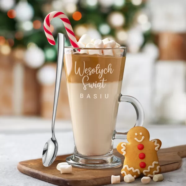 Szklanka do latte z grawerem na święta - Świąteczna kawa