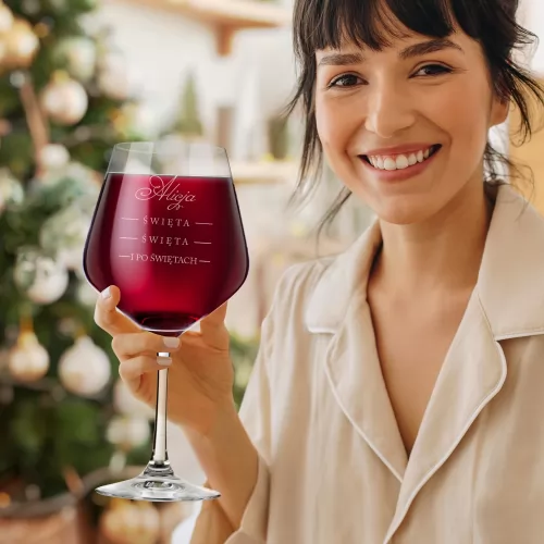Kieliszek do wina XXL (860 ml) z grawerem - Święta, święta i po świętach
