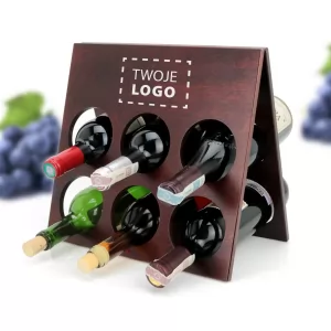 Stojak na wino drewniany z nadrukiem logo - Winorośl