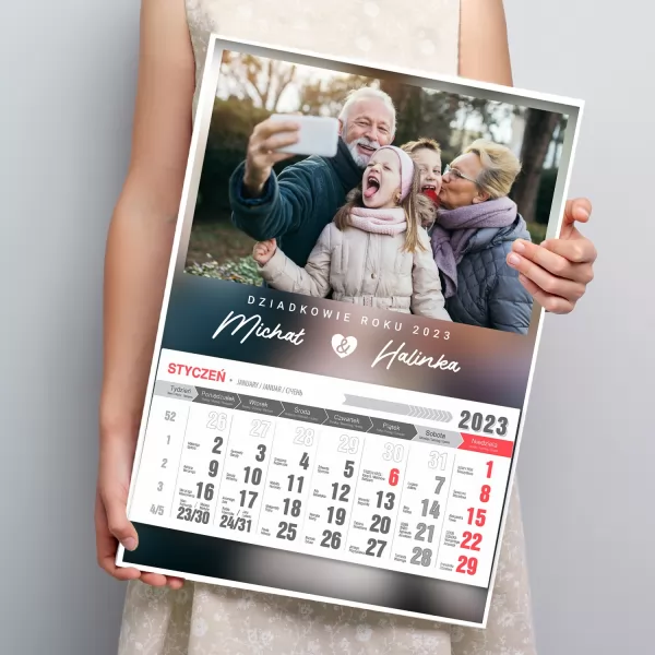Kalendarz ścienny 2023 ze zdjęciem dla babci i dziadka - Dziadkowie roku