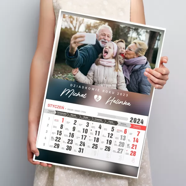 Kalendarz ścienny 2024 ze zdjęciem dla babci i dziadka - Dziadkowie roku