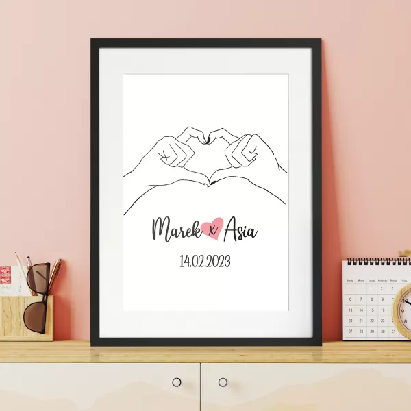 Plakat w ramce (30x40) z personalizacją dla pary - Moc miłości