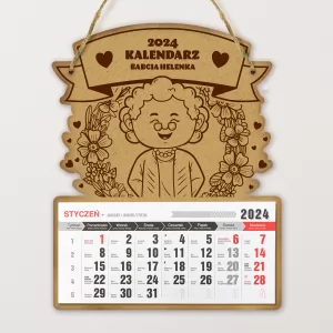 kalendarz drewniany z nadrukiem