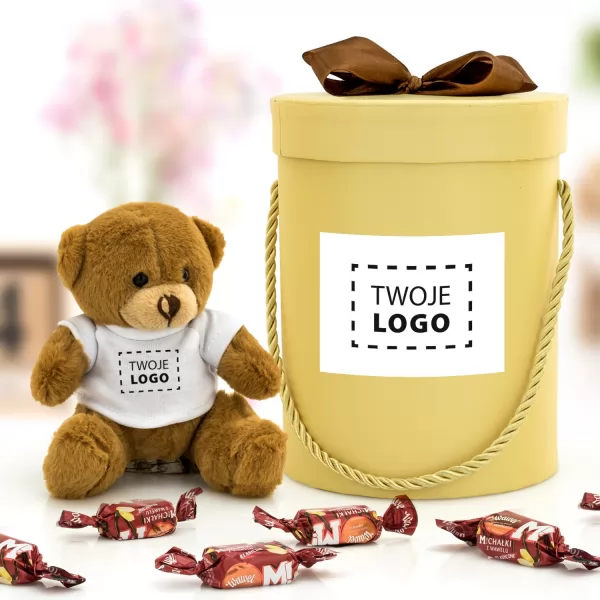 Box ze słodyczami i pluszowym misiem z logo - Czekoladowa rozkosz