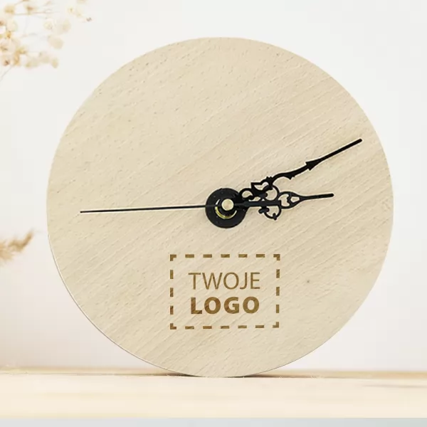 Zegar ścienny drewniany z grawerem logo - Pracowity czas
