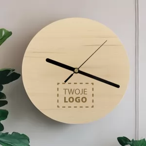 zegar drewniany z logo