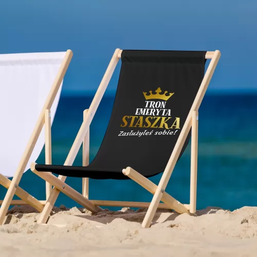 Leżak plażowy z nadrukiem dla emeryta - Zasłużony odpoczynek