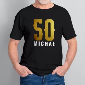 Koszulka z nadrukiem męska na 50 urodziny Rozmiar XXL - Boski 50-latek