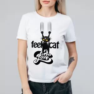 Koszulka damska z nadrukiem dla miłośniczki kotów Rozmiar L - Cat lover