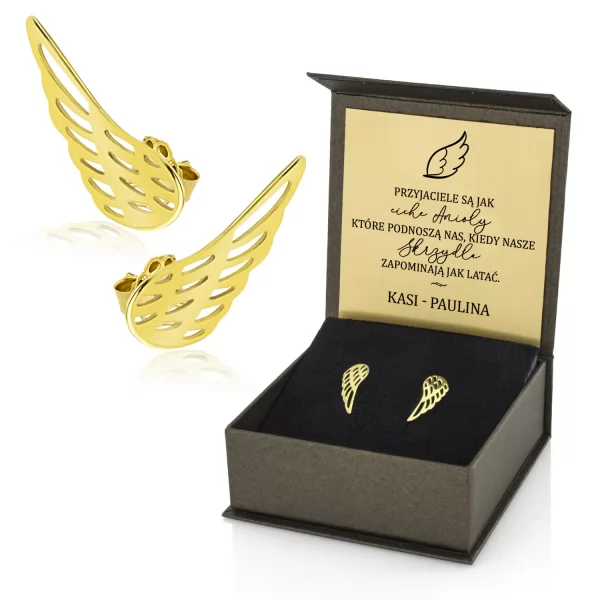 Kolczyki złote skrzydła (pr. 333) dla przyjaciółki - Cichy anioł