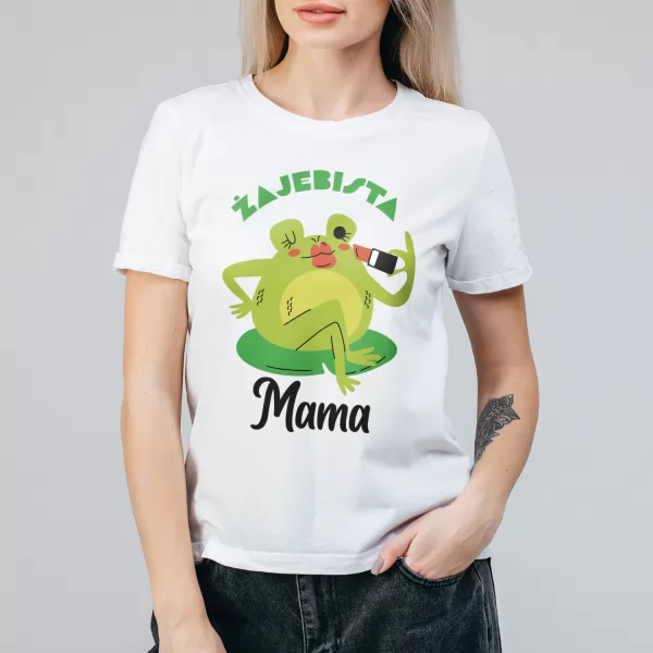 Koszulka damska z nadrukiem dla mamy Rozmiar S - Żajebista mama